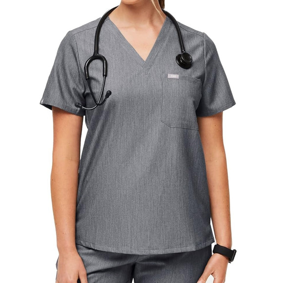FIGS Catarina One-Pocket V-neck Short Sleeve Scrub Top FW1000 Graphite S - Picture 1 of 4